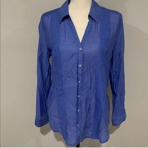 Chico's Blouse Blue Semi Sheer Top Lightweight